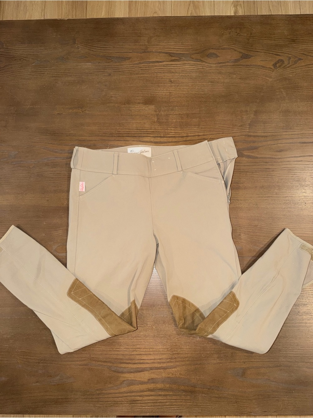 The Tailored Sportsman Beige Riding Breeches with Brown Knee Patches